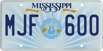 MS license plate MJF600