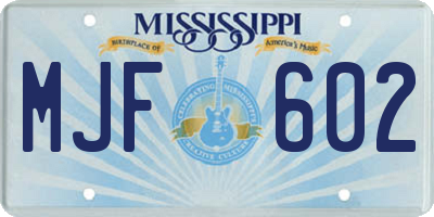 MS license plate MJF602
