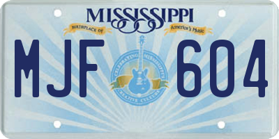 MS license plate MJF604