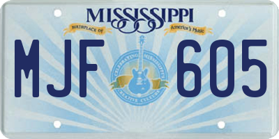MS license plate MJF605