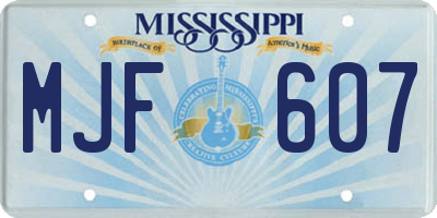 MS license plate MJF607
