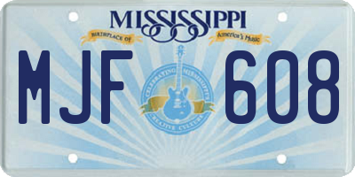 MS license plate MJF608