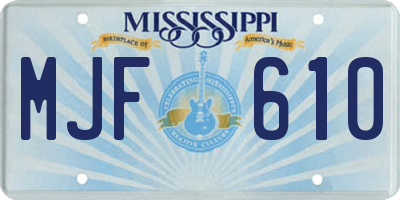 MS license plate MJF610