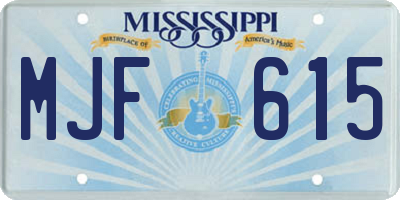 MS license plate MJF615