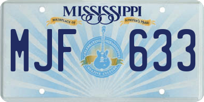 MS license plate MJF633