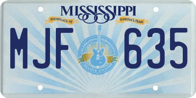 MS license plate MJF635