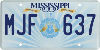 MS license plate MJF637