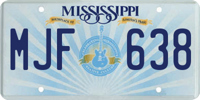 MS license plate MJF638