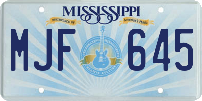 MS license plate MJF645