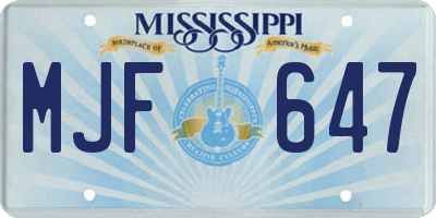 MS license plate MJF647