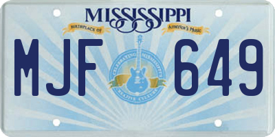 MS license plate MJF649