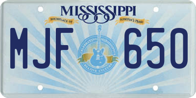 MS license plate MJF650