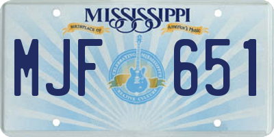 MS license plate MJF651