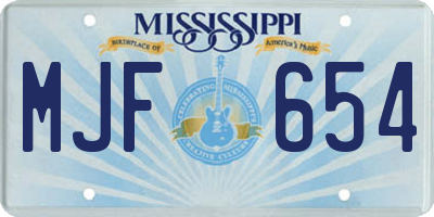 MS license plate MJF654