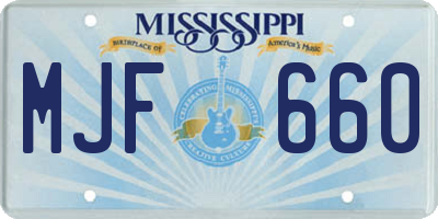 MS license plate MJF660
