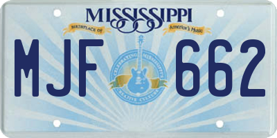 MS license plate MJF662