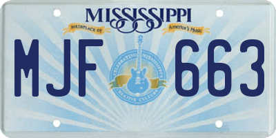 MS license plate MJF663