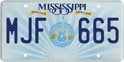 MS license plate MJF665