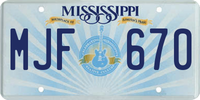 MS license plate MJF670