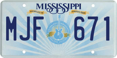 MS license plate MJF671