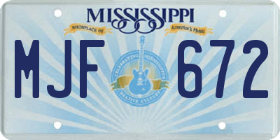MS license plate MJF672