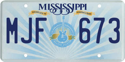 MS license plate MJF673