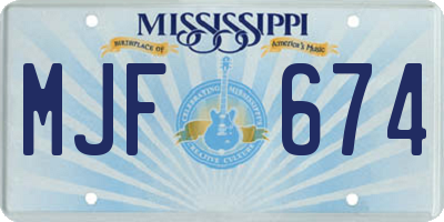 MS license plate MJF674