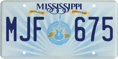 MS license plate MJF675