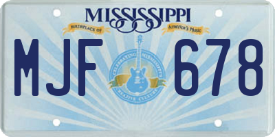 MS license plate MJF678