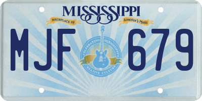 MS license plate MJF679