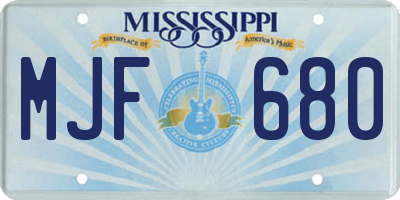MS license plate MJF680