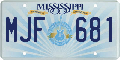 MS license plate MJF681