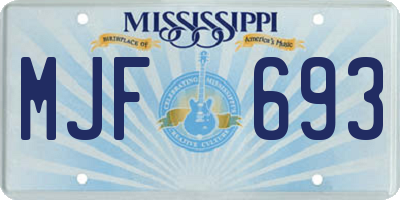 MS license plate MJF693