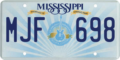 MS license plate MJF698