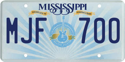 MS license plate MJF700