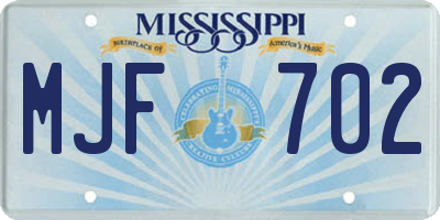 MS license plate MJF702