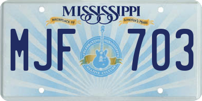 MS license plate MJF703
