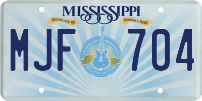 MS license plate MJF704