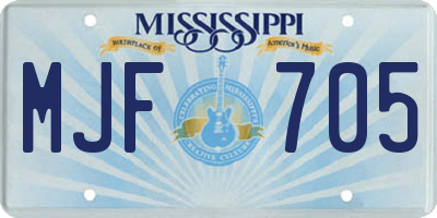 MS license plate MJF705