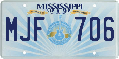 MS license plate MJF706