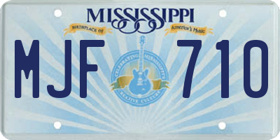 MS license plate MJF710