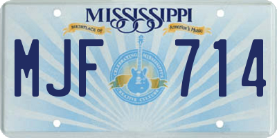 MS license plate MJF714