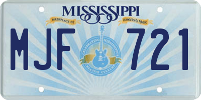 MS license plate MJF721