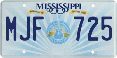 MS license plate MJF725