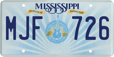 MS license plate MJF726