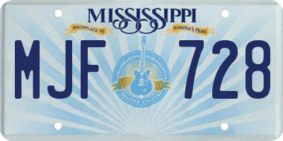 MS license plate MJF728