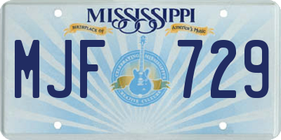 MS license plate MJF729