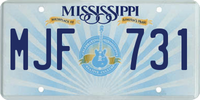 MS license plate MJF731