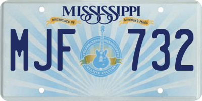 MS license plate MJF732