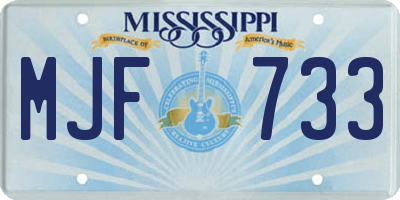 MS license plate MJF733